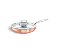 3-Schicht Edelstahl-Pfanne Claire 26 cm, Kupfer-Pfanne mit Glas-Deckel in modernem edlen Design, alle Herdarten inkl. Induktion