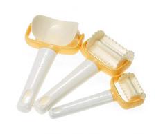 HONYAO Rollen Teigmesser-3er-Set, Teigschneider für Welle Quadratische Kreisförmige Kekse, Schnell Einfach Ravioli Kekse Knödel Former Teig Schneidemaschine