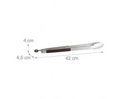 Relaxdays Küchenzange Edelstahl, Grillzange m. Holzgriff, 38 cm Edelstahlzange, silber