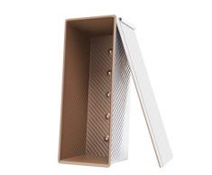 CANDeal Für 1000g Teig Toast Brot Backform Gebäck Kuchen Brotbackform Mold Backform mit Deckel(Gold-Rechteck-Welle)