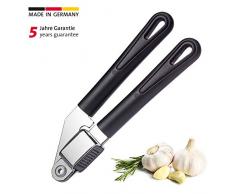 Westmark Knoblauchpresse mit herausnehmbarem Gittereinsatz, Länge: 19,5 cm, Rostfreier Edelstahl/Kunststoff, Gentle, Schwarz/Silber, 28362270