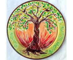 TREE OF LIFE,Original abstrakte Acrylmalerei auf Holz,dekorative Wandteller,Bildteller,bemalte Platte Holz,Küche Wanddekoration,dekorative Wandteller,handgemachte Wandteller,Geschenk für Mama
