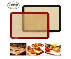 faciaa Silikon Backmatte 2 Pack – antihaftbeschichtet Silikon Kofferraumwanne für Ofen, Brot, Gebäck, Backen macht rot