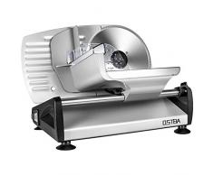 Allesschneider, elektrische Allesschneider rostfreies Edelstahlmesser, Wurstschneidemaschine mit einstellbare Schnittstärke (0-15mm) Käseschneidemaschine, Brotschneidemaschine, 150 W, Silber, ostba