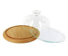 Trendglas Jena Käseglocke mit Bambus- und Glasunterteller, 17 cm