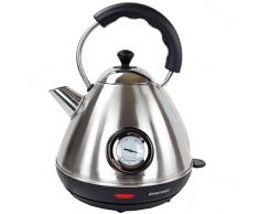 Syntrox Germany WK-2200W-1.7T Inox 2200 Watt 1,7 Liter Edelstahl schnurlos Wasserkocher mit Thermometer 360° cordess Wasserkessel Teekessel