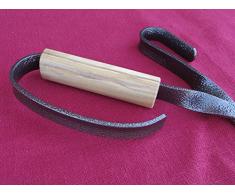 Grillzange V-Tong 51 cm Kupfer Hammerschlag BBQ Zange Modell Western mit Griff aus Olivenholz