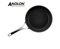 Anolon Nouvelle professionelle Bratpfanne für Induktionsplatten, Antihaft Pfanne aus Kupfer, Edelstahl und hart eloxiertem Aluminium, Profi Pfanne 20 cm, schwarz