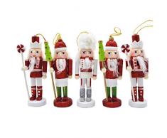 Anlydia Nussknacker-Set, Holz, handbemalt, 12,7 cm hoch, 5 Stück oder 6 Stück 5pcs-Style 7