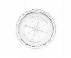 Gravado Kristall aus Glas mit Gravur - Kompass - Bis ans Ende der Welt - Personalisiert mit [Namen] und [Datum] - Geschenk für Freundin zum Valentinstag - Geschenkbox - Deko Briefbeschwerer