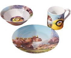 Minions Frühstücksset Urzeit Minions und Dino / 3 SetTeller, Schale und Becher aus Porzellan