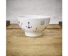 Porzellan Schale - Handgemacht von Ahoi Marie - Motiv Ankerwelt - Maritime Müsli-Schüssel (14cm) - Dessertschale original aus dem Norden