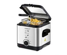 Aigostar Fritteuse,Mini Fritteuse,Temperaturkontrolle und Abnehmbarer Deckel Sichtfenster,Easy Clean,Edelstahl-Korb,1,5 Liter groß,900W.