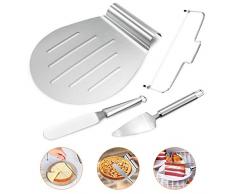 Gifort Kuchenheber Torten Set 4-teilig Rostfreiem Edelstahl Tortenheber Set Kuchenretter inkl.kuchenschaufel , Pizzaschaufel, Streichpalette, Tortenbodenteiler für Backen DIY und Kuchen Dekorieren