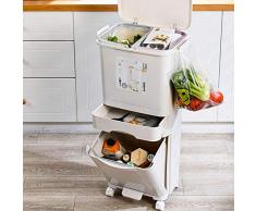 GRX-ZNLJT Mülleimer Müll-Trenner Recycle Abfall-Sammler Mülltrennung Abfalleimer,Three-Layer Pedal,Dry and Wet Separation,with Pulleys Mülleimer