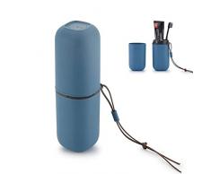 JackWish Reise Wasser Becher Set,Kreativer Zahnputzbecher Zahnbürstenhalter für Zahnbürsten und Zahnpasta,Geeignet für Camping Reisen,Wandern,Geschäftsreisen,Zuhause (Dunkelblau)