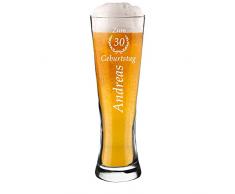 polar-effekt Modernes Weizenbierglas Personalisiert mit Gravur - Weizenglas - Geschenk-Idee zum Geburtstag - Motiv Jubiläum Ährenkranz 0,5l
