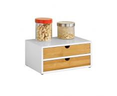 SoBuy® FRG180-WN Kaffeekapsel Box aus MDF und Bambus Kapselspender Kapselständer mit 2 Schubladen Aufbewahrungsbox Schubladenbox Schreibtischorganizer