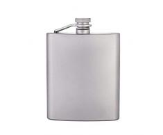 Handflaschen Whiskyflasche der Taschenflasche reiner Titanflaschen-Flachmann-Feriengeschenk (Color : SILVER, Size : 15 * 9.4 * 2.7CM)