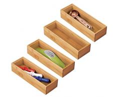 mDesign 4er-Set Schubladeneinsatz für die Küche – modularer Besteckkasten für Silberbesteck und mehr – Organizer aus Bambus für die Schublade – hellbraun