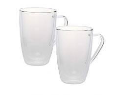 2er Set Trinkglas 9610, Thermoglas 350ml mit Henkel, edeles Borosilikatglas