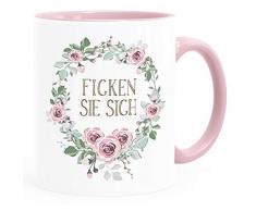 MoonWorks® Kaffee-Tasse mit Spruch individuell anpassbar Schimpfwörter Beleidigung Ironie Sarkasmus Geschenk lustige Büro-Tasse Ficken Sie sich rosa unisize