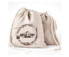 Leinen Brot Taschen - 2er Pack 30x40cm ideal für selbstgebackenes Brot, ungebleicht, wiederverwendbar zur Aufbewahrung von Lebensmitteln, Einzugs, Speicher für Handwerker Brot -Bakery & Baguette
