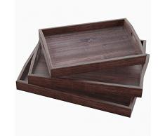 Comfify Rustikale Serviertabletts aus Holz mit Griff - 3er-Set - Großes, mittleres und kleines verschachteltes Serviertablett - zum Frühstück, als Couchtisch-Butler, Serviertablett - Braun