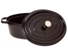 Staub 40509-315-0 Cocotte/Bräter, oval mit Deckel 29 cm, 4,25 L, mit mattschwarzer Emaillierung im Inneren des Topfes, schwarz