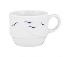 Seltmann 001.701360 Laguna Porzellan Obere zur Moccatasse, Rund mit Relief, Blau, 33374 Blaue Möwen Tiermotiv Dekor, 0.09 L, 6cm Durchmesser, 5.1cm Höhe, 12 Stück