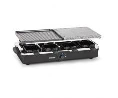 Tristar Raclette Grill/ Steingrill für bis zu 8 Personen - mit 8 Pfännchen und wechselbarer Grillplatte, RA-2992