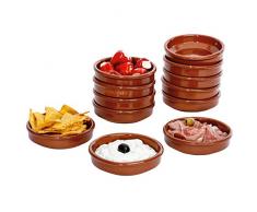 MamboCat Cazuela Set Tonschalen Ø 12 cm Größe S I 12 Tapas Schalen Creme Brulee Schälchen I Mediterrane Schalen Ton-Geschirr Mittelalter in hochwertiger Handarbeit I Vintage Schälchen Glasiert