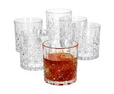 MamboCat 6-TLG. Whisky-Gläser-Set Vivalto I hochwertiges Whisky-Glas klar im 60er-Jahre Design I Old Fashioned Whisky-Glasses im Retro-Look I edle Kristallglas-Schliff Whiskey-Tumbler 6 Stück 230 ml