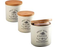 DRULINE 3er Set Aufbewahrungsdose Keramik Dose Zucker Kaffee Tee Sugar Coffee Tea