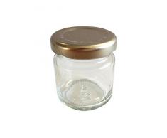 120er Set leere Rundgläser Mini Gläser 53 ml Deckelfarbe Silber To 43 ( 120 Etiketten 30mm Ø ) zum Beschriften Bedrucken Haushaltsetiketten Sturzgläser Honig Kaviar Marmeladengläser Obstgläser Einweckgläser Senf, Honig,