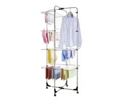 WENKO 3773062100 Wäschetrockner-Turm mit 4 Etagen, 35 m Trockenlänge, zusammenklappbar, Edelstahl rostfrei, 70 x 170 x 70 cm, Silber matt