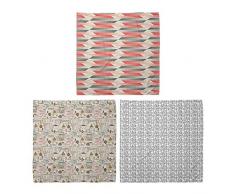 ABAKUHAUS Unisex Bandana, Geometrische Rasterlinien Kaffee Espresso-Maschine Umrißzeichnungen Squares, 3er Pack, Mehrfarbig