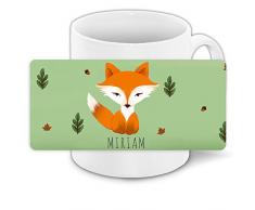 Tasse mit Namen Miriam und schönem Motiv mit süßem Fuchs im Aquarell-Stil | Keramik-Tasse | Kinder-Tasse