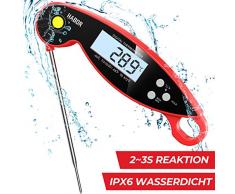 Habor CP192BR, Digitales Bratenthermometer, IPX6-wasserdicht Küchenthermometer, Faltbar Instant Read Fleischthermometer mit LCD-Bildschirm, Grillthermometer für Braten, BBQ, Backen, Baby-Ernährung