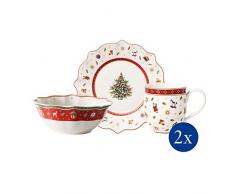 Villeroy & Boch Toys Delight Rotes Breakfast for Two Frühstücksservice für bis zu 2 Personen, 6-teilig, Premium Porzellan, Weiß/Rot