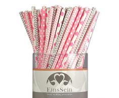 EinsSein 100x Papierstrohhalme Ready-Mix Candyman Hochzeit Party Geburtstag Strohhalme Trinkhalme Cake Pops Sticks und Candy Bar-Zubehör Stiele Papier Pappgeschirr Straws