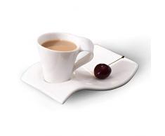 12tlg. Kaffeeservice Kaffee Service Tassen Untertasse als Kuchenteller in Weiß (L016)