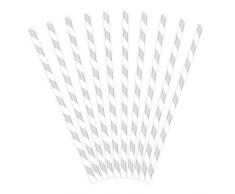 Premium Weddings Papierstrohhalme Silber gestreift 10 Stück - Papier-Trinkhalme Strohhalme Papier Trinkhalme Papier Papierhalme Streifen Silber