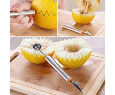 JSHYU Kleine Teile 2 Multifunktions in 1 Melone Baller Scoop Löffel mit Obst Tranchiermesser Salate Desserts Scooper, zufällige Farbe Lieferung Kleinteile