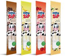 Super Milky Sip Strohhalme ! 120 Stück - 24 Packungen je 5 Trinkhalme in 4 Geschmacksrichtungen: Vanille, Banane, Erdbeere, Schokolade