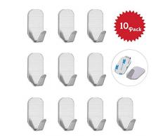 Selbstklebende Haken, Beeway® Selbstklebend Edelstahl Kleiderhaken Handtuchhaken Wandhaken,Bad und Küche Handtuchhalter Kleiderhaken,Wasserdicht ohne Bohren, 10 Stück