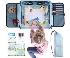 Peradix Malsets für Kinder Auto-Kindertisch Reisetisch Knietablett mit 6 Marker Stifte, Tragbare löschbar Graffiti-Zeichenbrett mit 5 Zeichenpapier, Malen und Zeichnen zu Haus