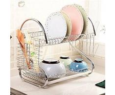 Geschirr-Abtropfgitter 2 Ablagen, aus Metal Ständer Korb Aufbewahrung Teller Küchenutensilien, 1pc