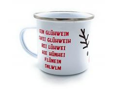 Kinderlampenland Glühwein-Tasse Emaille EIN Glühwein. mit Rentier, Weihnachtsmarkt, Blechtasse, Geschenk, Henkelbecher, Nostalgie, Henkeltasse, Punschtasse, Vintage