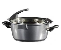 STONELINE Future Kochtopf 28 cm, mit Siebglasdeckel, induktionsgeeignet Kochgeschirr, Aluminium, grau